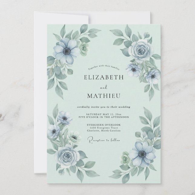 Ice Steel Anemone Wedding Invitation (Front)