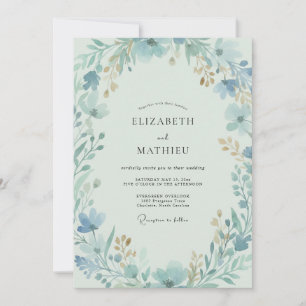 Ice Teal Painted Wedding Invitation