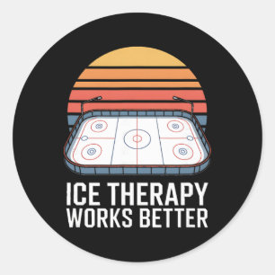 Ice Therapy Works Better Hockey Rink Retro Classic Round Sticker