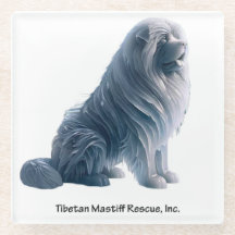 Ice Tibetan Mastiff Glass Coaster