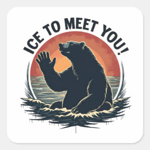 Ice To Meet You Polar Bear Christmas Gift Square Sticker
