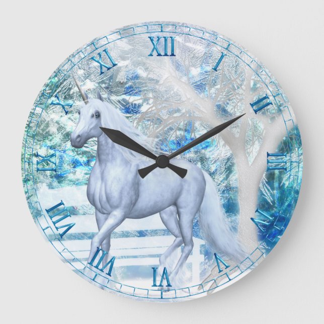 Ice Unicorn Wall Clock (Front)