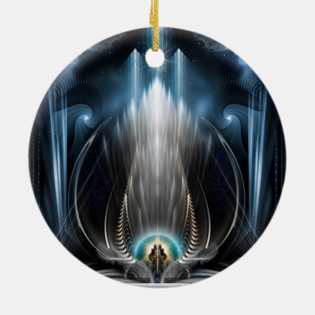 Ice Vision Of The Imperial View Digital Art Ceramic Ornament (Back)