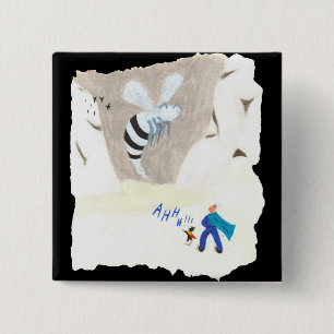 Ice Wasp Mountain 2 Inch Square Button