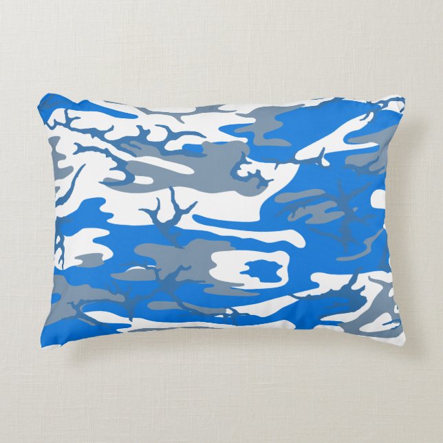 Ice Water Blue Camo Throw Pillow (Front)