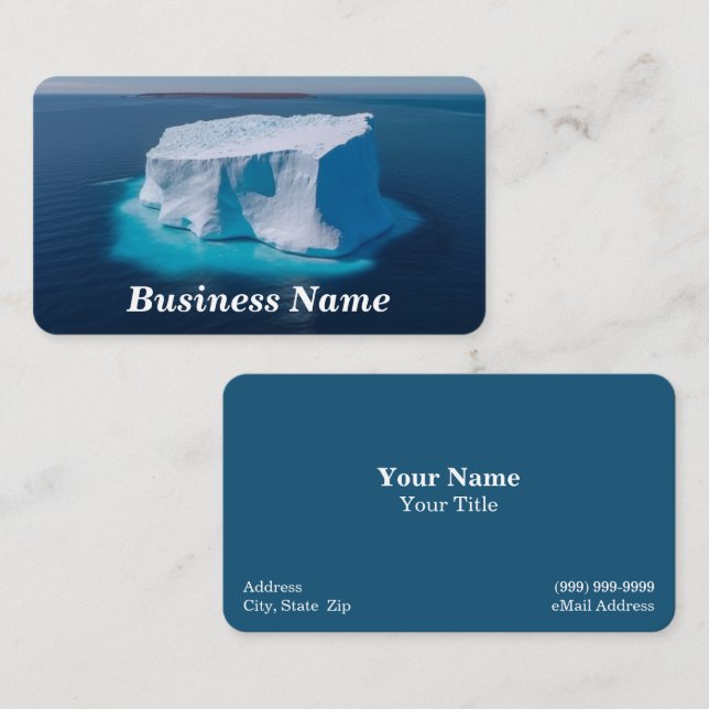 Iceberg dans le Carte de visite d'eau bleu clair (Devant / Derrière)