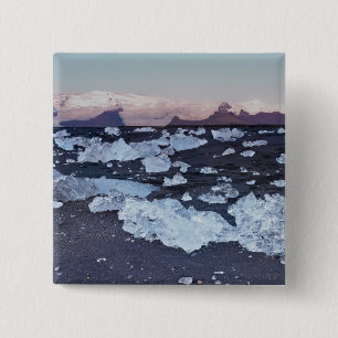 Iceberg formation on the beach 2 inch square button