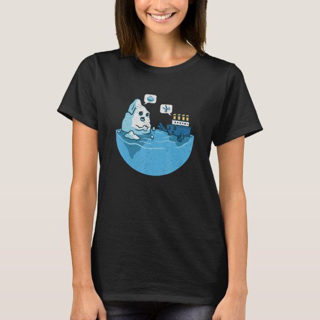 Iceberg Ship Play Rock Paper Scissors Humour Adult T-Shirt (Front)