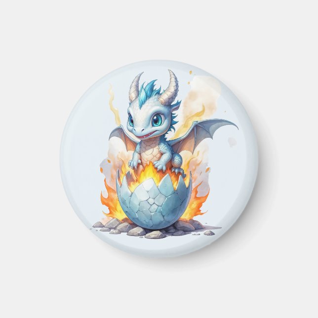 Iceborn Dragon Hatchling Fantasy Magnet (Front)