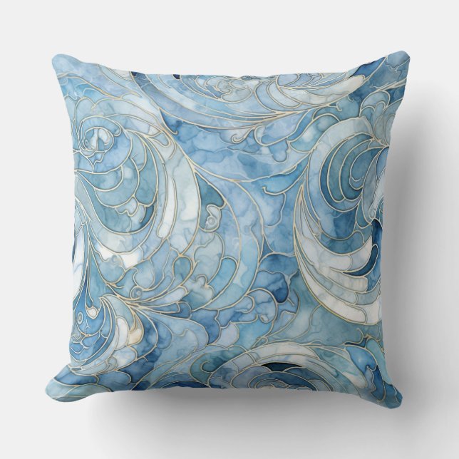 Icebound Fantasy Realm Winter Throw Pillow (Front)