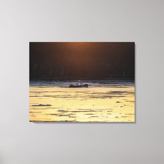 Icebreaker At Sunset Canvas Print (Front)