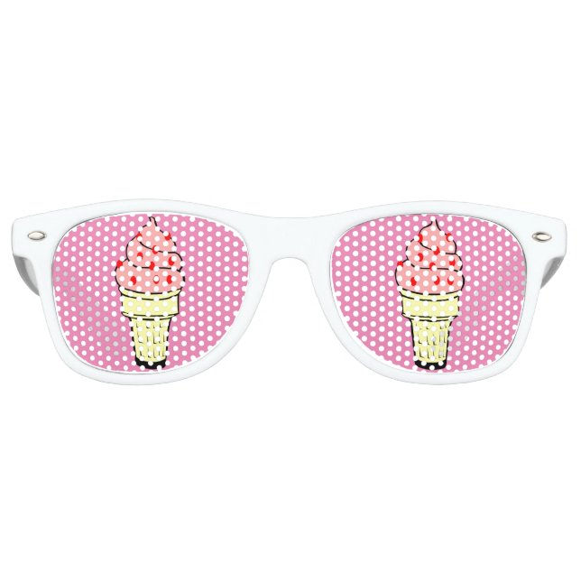 Icecream Cone Adult Party Shades,Pink Retro Sunglasses (Front)