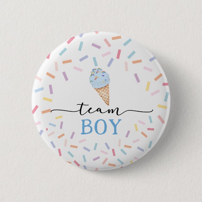Icecream Gender Reveal Team Boy  2 Inch Round Button (Front)
