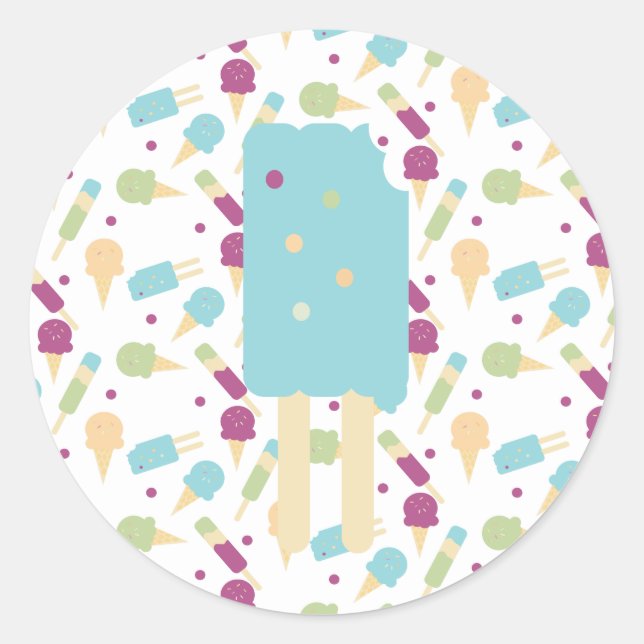 Icecream Pop Blue Cream Sprinkles Reward Classic Round Sticker (Front)