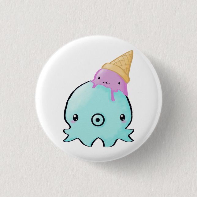 Icecream Squid 1 Inch Round Button (Front)