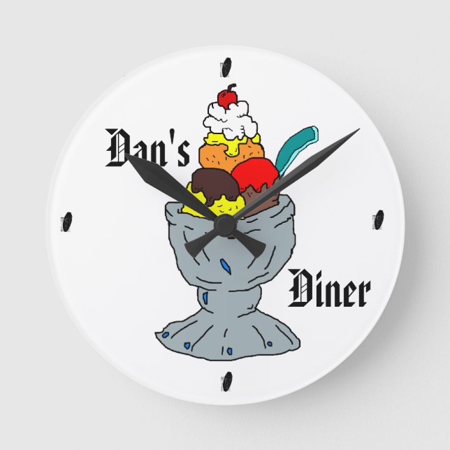 icecream sundae round personalized wall clock (Front)