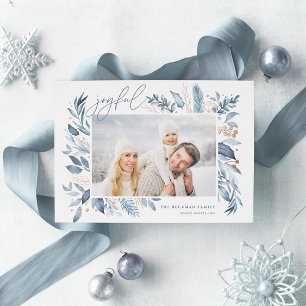 Iced Branches Elegant Photo Rose Gold Foil Holiday Card
