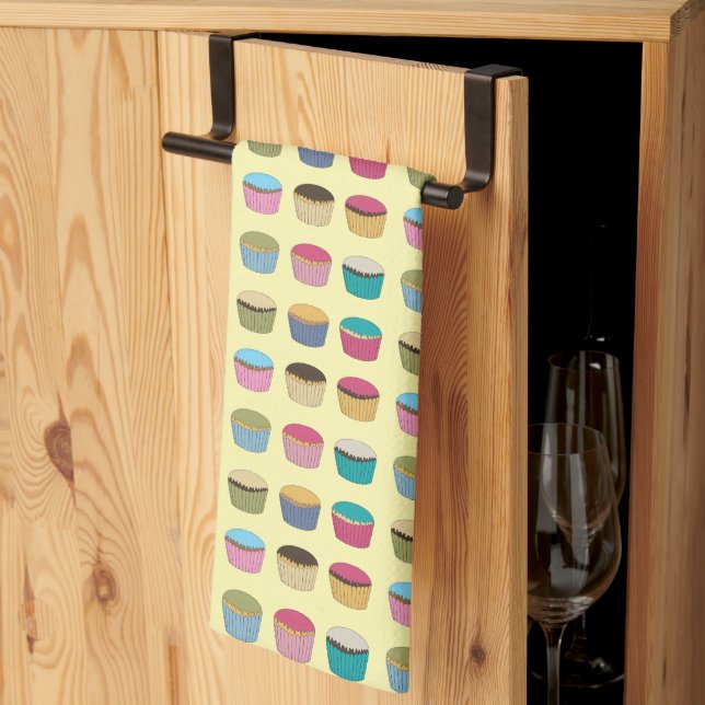 Iced Buns Cupcake  Cakes Colourful Pattern Kitchen Towel (Thirds Fold)