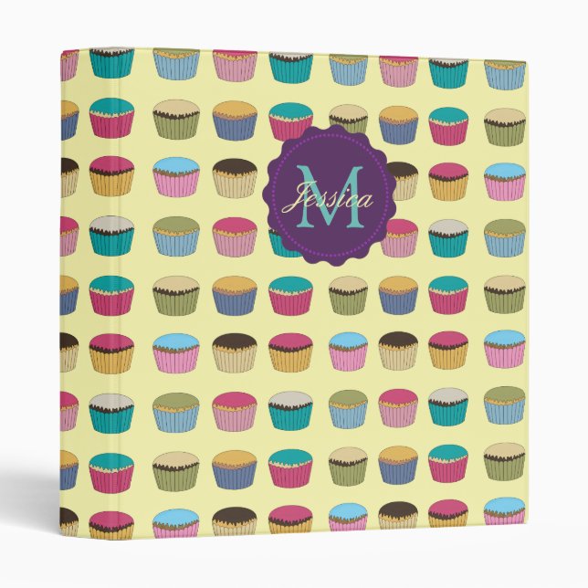 Iced Buns Cupcake Colourful Pattern Personalised Binder (Front/Spine)