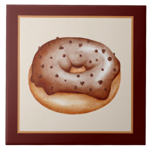 iced chocolate doughnut crafting bakery business tile