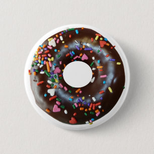 Iced Chocolate Doughnut W/Sprinkles 2 Inch Round Button