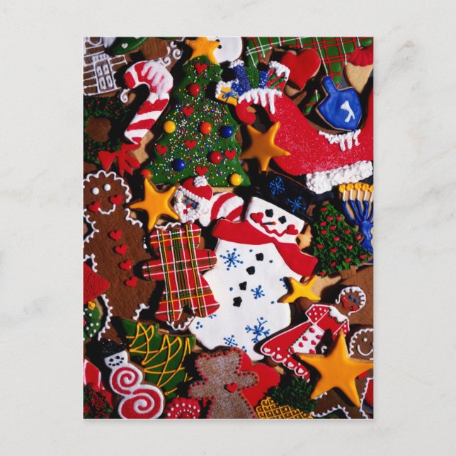 Iced Christmas cookies Holiday Postcard (Front)