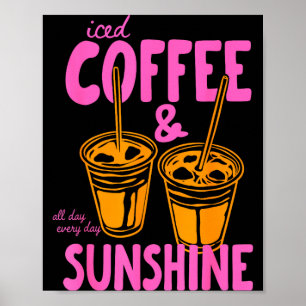 Iced coffee & sunshine beach hawaii summer poster