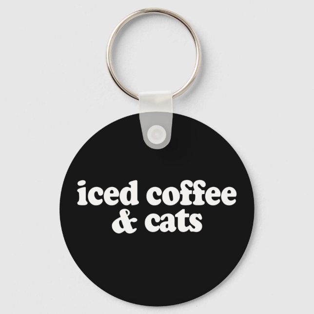 Iced Coffee And Cats   Keychain (Front)
