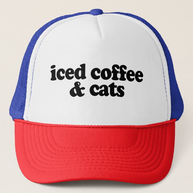 iced coffee and cats    trucker hat (Front)