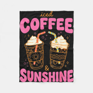 Iced coffee and sunshine summer vibes funny cute fleece blanket