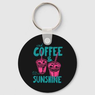 Iced coffee and sunshine summer vibes keychain