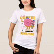 Iced Coffee And Sunshine T-Shirt, Retro Flower Tee