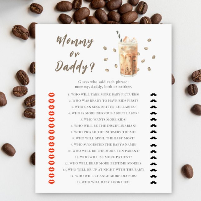 Iced Coffee baby shower - mommy or daddy game (Creator Uploaded)