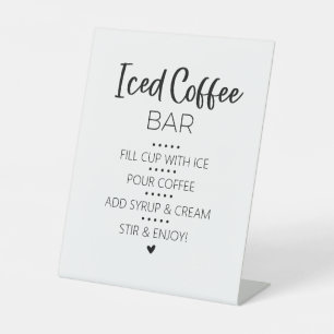 Iced Coffee Bar Drink Pedestal Sign