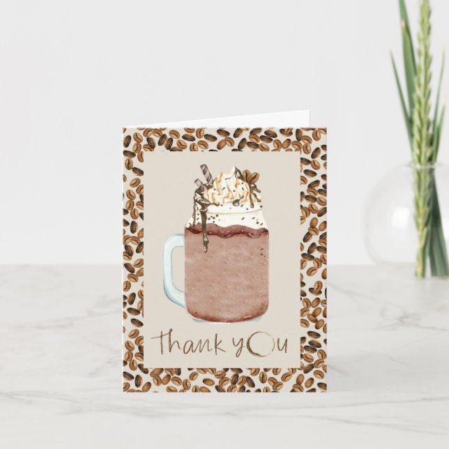 Iced Coffee Beans Baby Shower Thank You (Front)
