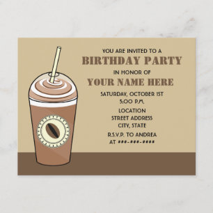 Iced Coffee Birthday Party Invitation