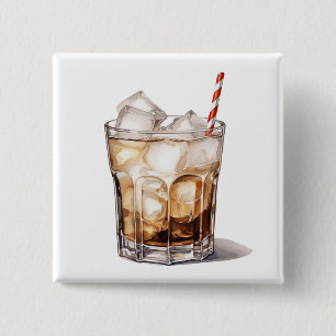Iced Coffee Cocktail 2 Inch Square Button