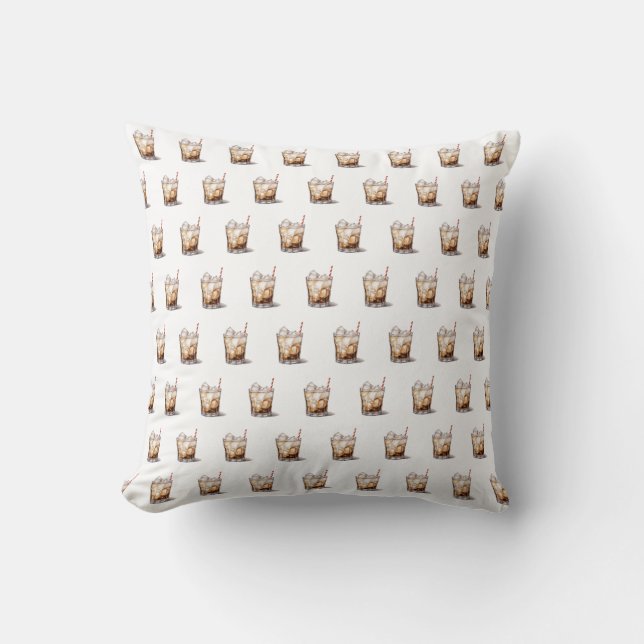 Iced Coffee Cocktail Throw Pillow (Front)