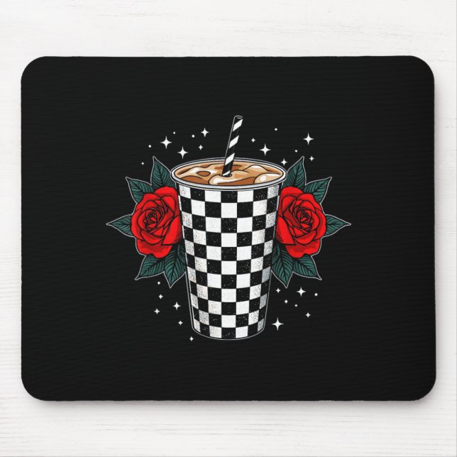 Iced Coffee Cup Roses Drink Refreshment Mouse Pad (Front)