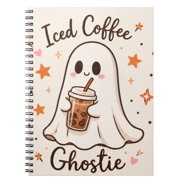 Iced Coffee Ghostie - Cute Halloween  Notebook (Front)