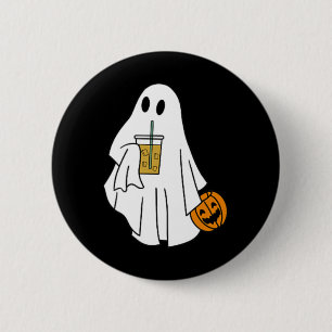 Iced Coffee Halloween Cute Little Ghost Pumpkin Co 2 Inch Round Button