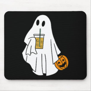 Iced Coffee Halloween Cute Little Ghost Pumpkin Co Mouse Pad