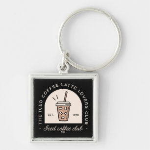 Iced coffee latte lover fancy black keychain