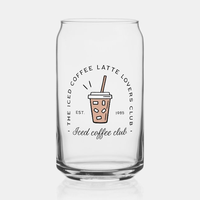 Iced coffee latte lovers club aesthetic funny can glass (Front)