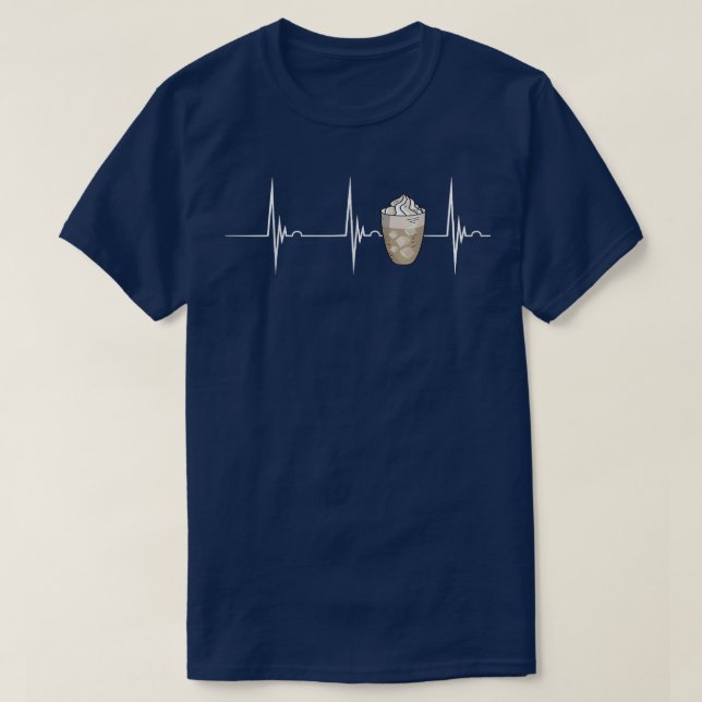 Iced Coffee Lover Heartbeat EKG Pulse Coffee Cup C T-Shirt (Design Front)