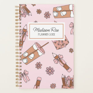 Iced Coffee Planner Lover Coquette Name Monogram