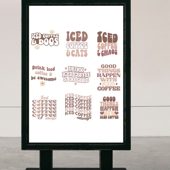  Iced Coffee Stickers pack retro groovy (Creator Uploaded)