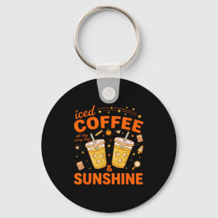 Iced coffee sunshine positive mood summer beverage keychain