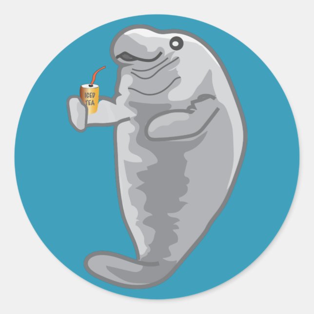 Iced Manatee - just chill Classic Round Sticker (Front)