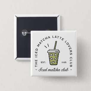 Iced matcha latte lovers club 2 inch square button